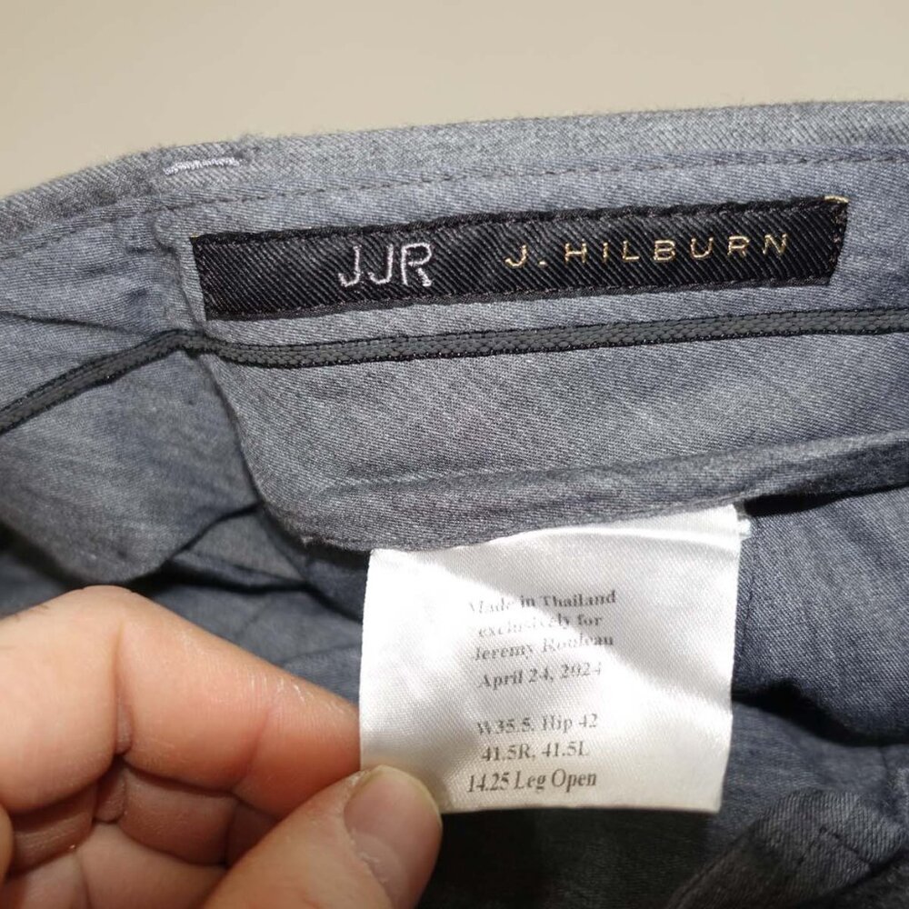 J. Hilburn Men's Slim Fit Dress Pants 35 x 31 Gray 100% Wool Vitale Barberis - Picture 3 of 6